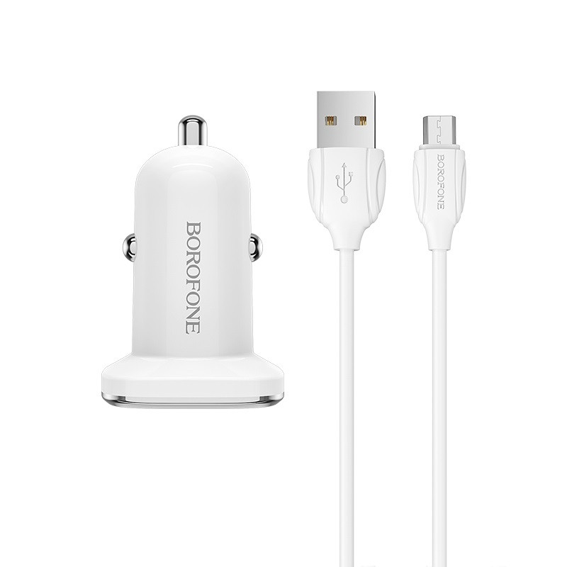 АЗУ BOROFONE BZ12А 3.0A, 1USB + кабель Micro-USB белый