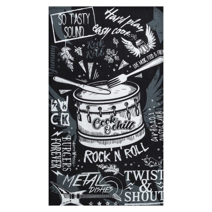 Кухонный набор 3 предмета Rock'n'roll: фартук, прихватка, полотенце - фото 8 - id-p140674740