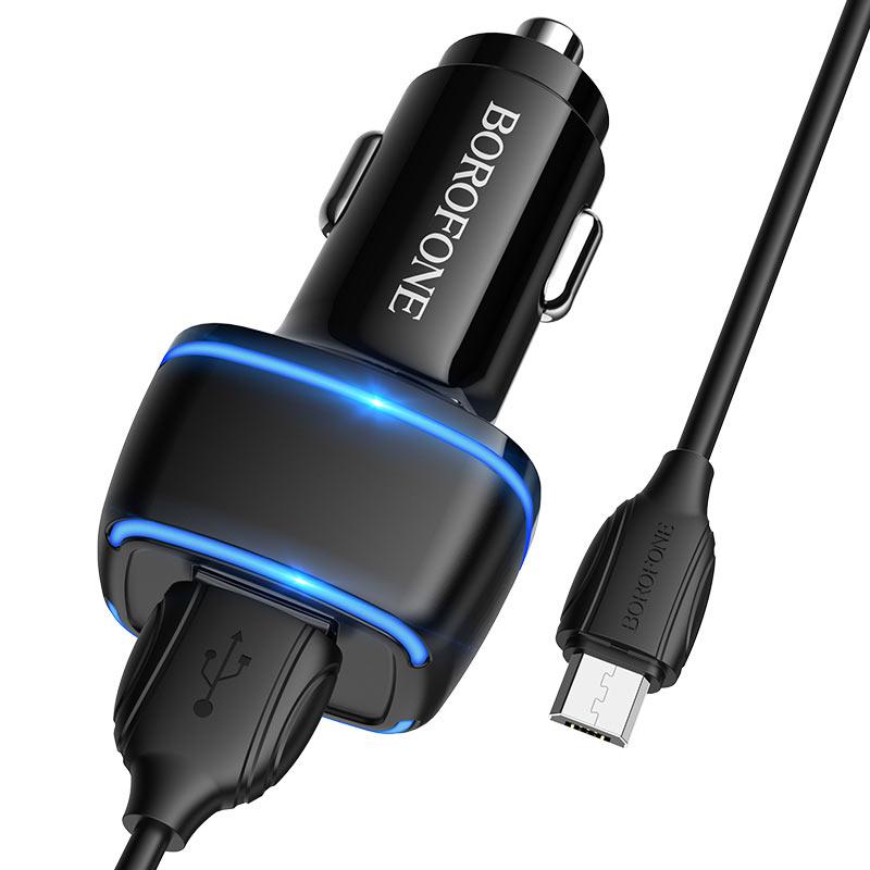 АЗУ BOROFONE BZ14 2.4A, 2USB + кабель Micro-USB черный - фото 1 - id-p140696267