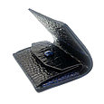 Раскладной кошелек от Remenmaster. Итальянская кожа с тиснением под крокодила. Цвет черный с синим.RMP001, фото 3