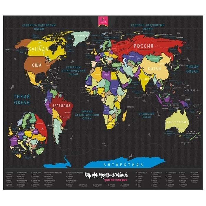 Скретч карта мира светящаяся на русском языке - фото 1 - id-p103339826