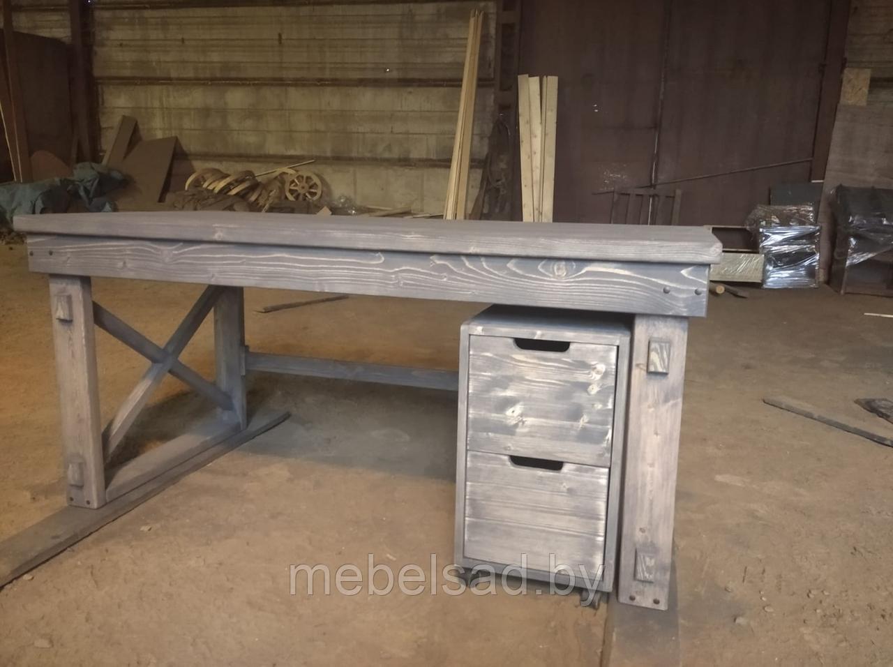 Стол компьютерный из деревянный "Лофт Макси" с тумбой Д1600мм*Ш800мм*В750мм - фото 2 - id-p140904844