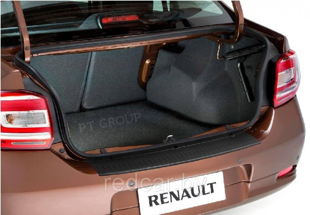 Накладка на задний бампер (черное тиснение) (ABS) PT GROUP (Россия) ОРИГИНАЛ для Renault LOGAN с 2014 - фото 1 - id-p137949707