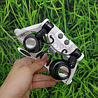 Лупа-очки налобная бинокулярная 10x15x20x25x с подсветкой (2 LED) Watch Repair Magnifier Upgraded Version, фото 6