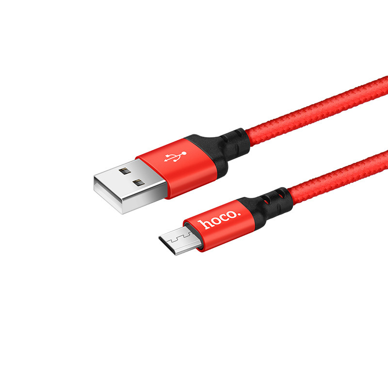 Кабель MicroUSB - USB Hoco X14, 2 м, красный - фото 1 - id-p140990771