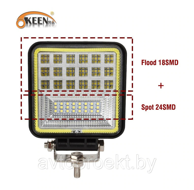 Светодиодные фары 49S-SQ-02 узк. рабочий свет для спецтехники и ДХО - фото 2 - id-p90272583