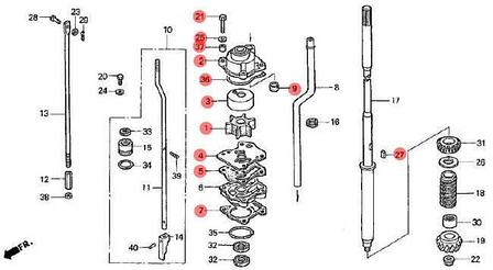 Комплект помпы крыльчатки Honda BF25..30A, 06193-ZV7-020, фото 2