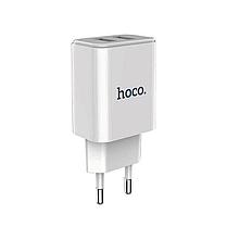 Сетевое зарядное устройство Hoco C62A (2 USB:5V 2,1A+кабель Type-C) цвет: белый, фото 2