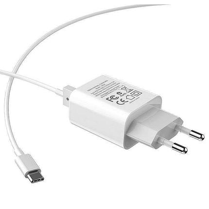 Сетевое зарядное устройство Hoco C62A (2 USB:5V 2,1A+кабель Type-C) цвет: белый, фото 2