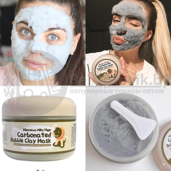 Elizavecca Очищающая кислородная маска на основе глины Milky Piggy Carbonated Bubble Clay Pack, 100 мл, - фото 2 - id-p121896961