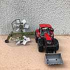 Модель трактора: Трактор уборочный с граблями и ковшом 1:32  Qunxing Toys 550-49A, фото 4