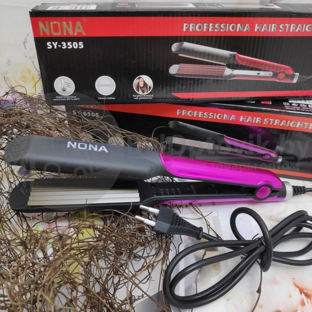 Плойка - утюжок гофре для волос NONA SY - 3505, с керамическим покрытием Малиновый - фото 3 - id-p129369187