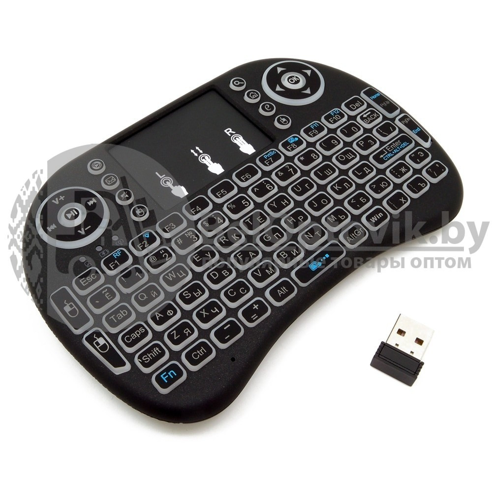 Беспроводная USB клавиатура джойстик с тачпадом для TV Mini Keyboard (клавиатура на русском и английском - фото 9 - id-p109388988
