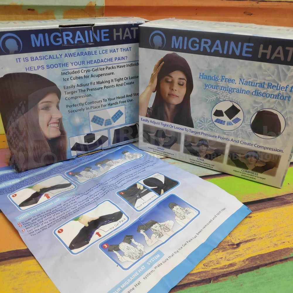 Шапка многофункциональная для облегчения головной боли охлаждающая (от мигрени) Migraine Hat - фото 6 - id-p109389059