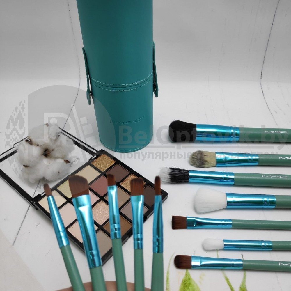 Набор кистей для макияжа MAC в тубусе, 12 кистей Blue (голубой) - фото 10 - id-p109390117