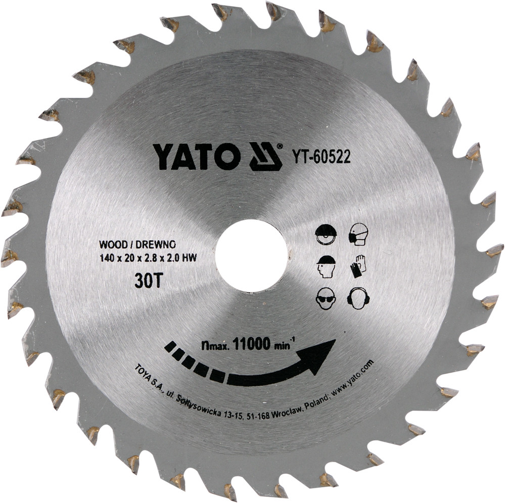 Диск пильный с напаянными зубцами 140/20 30T "Yato" YT-60552