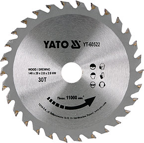 Диск пильный с напаянными зубцами 140/20 30T "Yato" YT-60552, фото 2