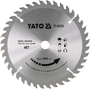 Пила дисковая по дереву 170*16*40T "Yato" YT-60583, фото 2