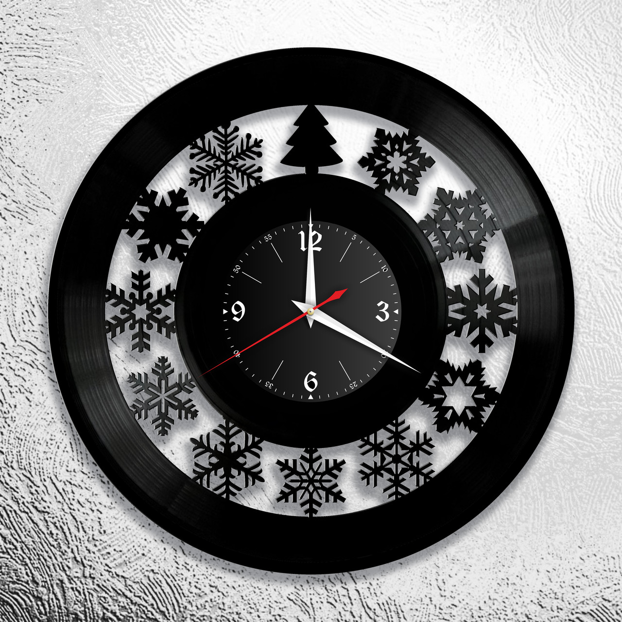 Оригинальные часы из виниловых пластинок "Новый год" версия 2