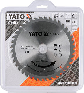 Пильный диск с напаянными зубцами 200х30 40T "Yato" YT-60652, фото 2