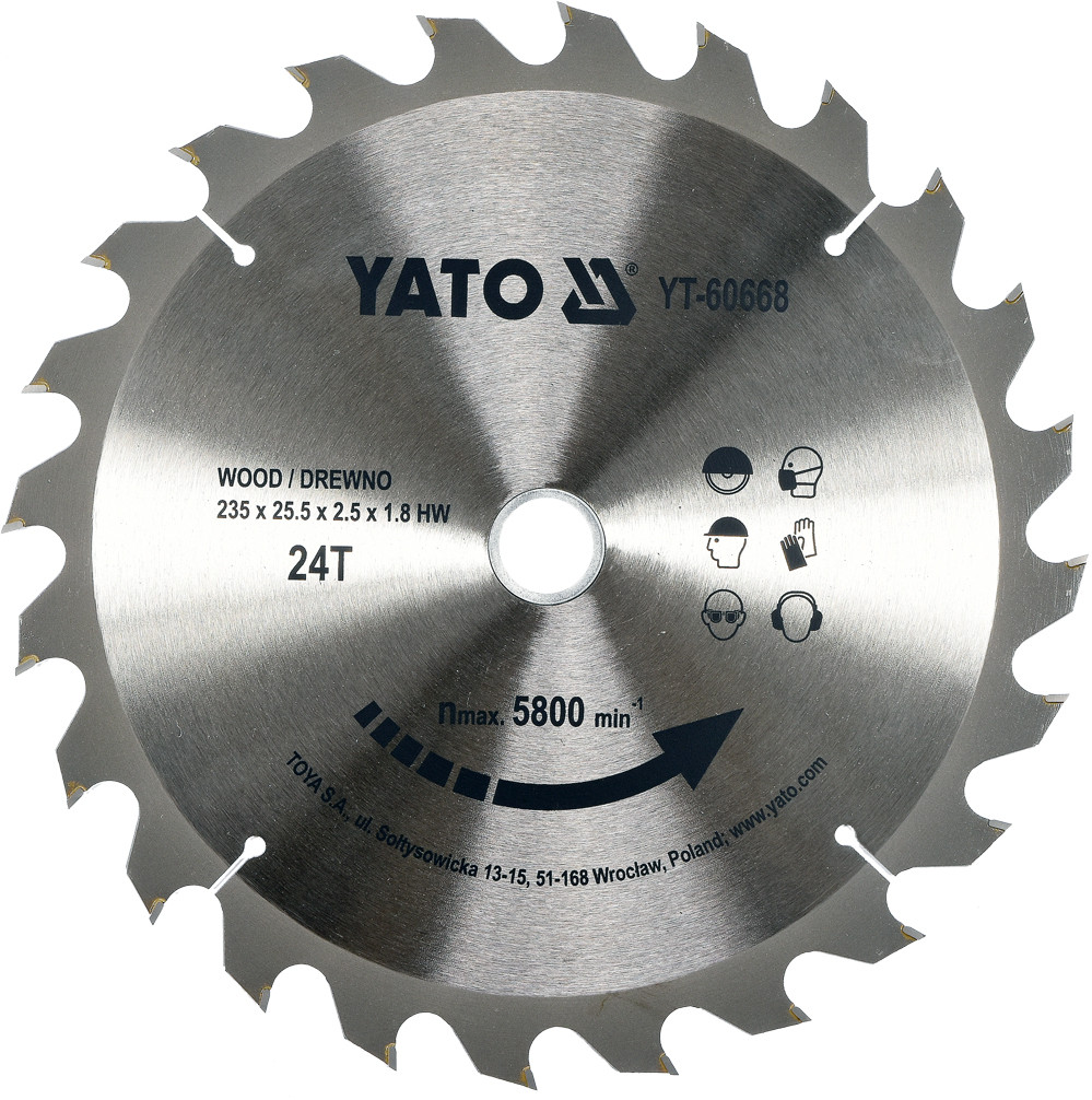 Пильный диск с напаянными зуб. 235/25,5 24Т  "Yato" YT-60668