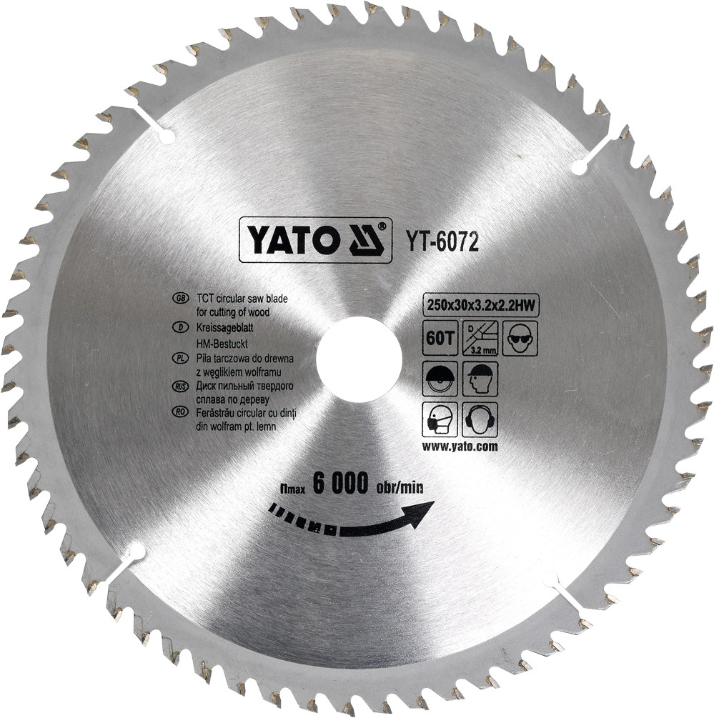 Пила дисковая по дереву 250/30 60T"Yato" YT-6072 - фото 1 - id-p141246134