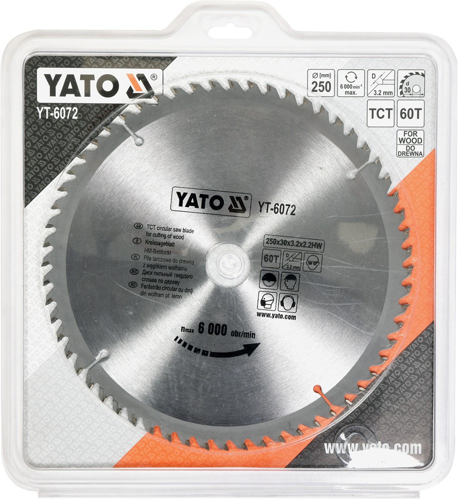 Пила дисковая по дереву 250/30 60T"Yato" YT-6072 - фото 2 - id-p141246134