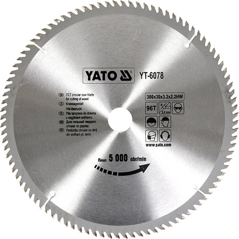 Диск пильный с напаянными зубцами 300/30 96T "Yato" YT-6078, фото 2