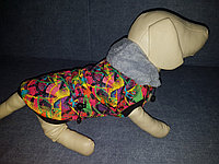 Куртка из мембранной ткани для собаки на подкладке Софт ( иск.мех) - ЕвроЗима с рисунком "Аквариум, жёлтый""