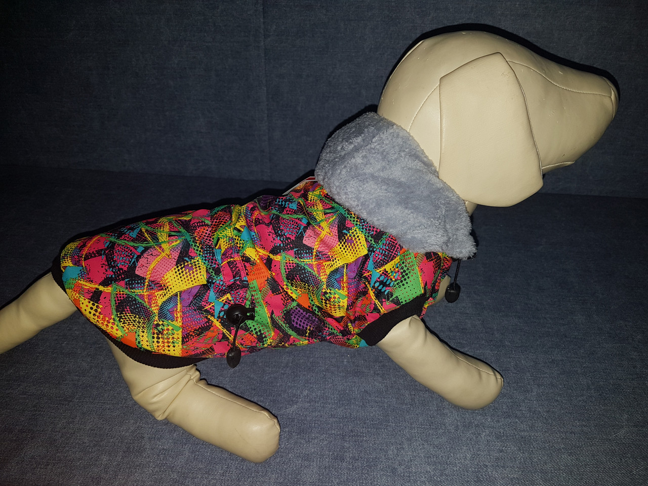 Куртка из мембранной ткани для собаки на подкладке Софт ( иск.мех) - ЕвроЗима с рисунком "Аквариум, жёлтый"" - фото 1 - id-p141253919