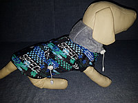 Куртка из мембранной ткани для собаки на подкладке Софт ( иск.мех) - ЕвроЗима с рисунком "Скорость, зеленая"