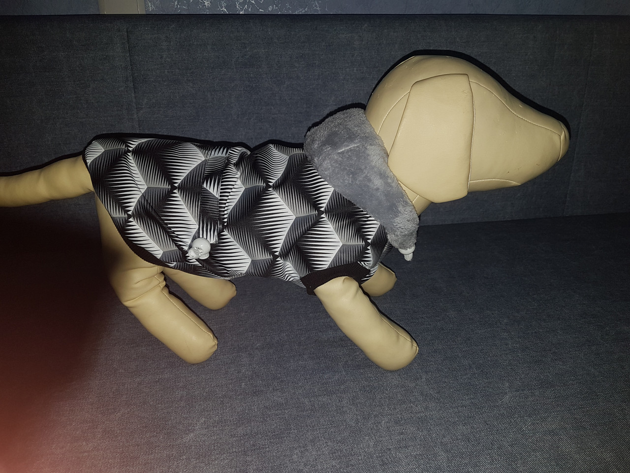 Куртка из мембранной ткани для собаки на подкладке Софт ( иск.мех) - ЕвроЗима с рисунком "3D черно-белый " - фото 1 - id-p141256220