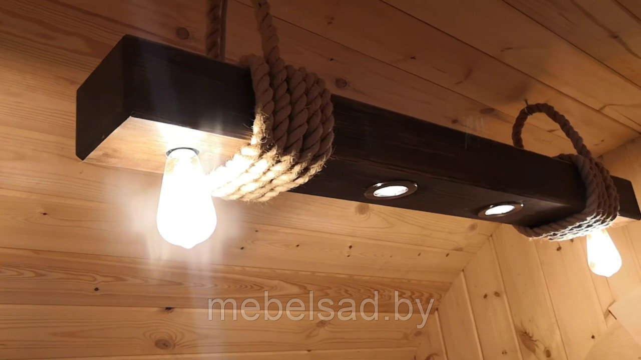Люстра деревянная рустикальная "Банная Люкс" на 4 лампы - фото 1 - id-p141259343