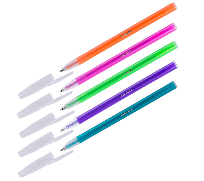 Ручка шариковая одноразовая Luxor Stick Neon корпус ассорти, стержень синий - фото 1 - id-p135898544