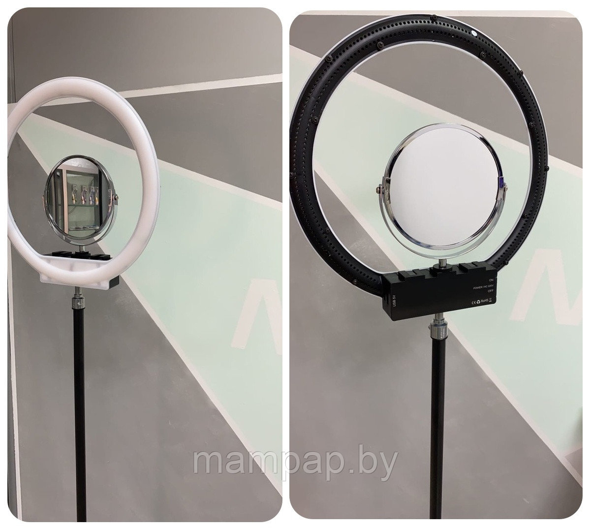 Кольцевая лампа MM-988 с зеркалом beauty lamp 36 см + штатив 2,1м