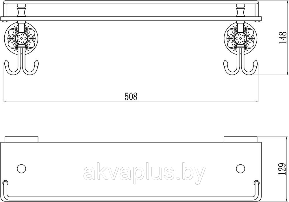 Полка прямая (стеклянная) 60 см бронза Savol S-005891C - фото 2 - id-p49455648