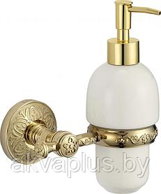 Дозатор для жидкого мыла с держателем золото Savol S-005831B