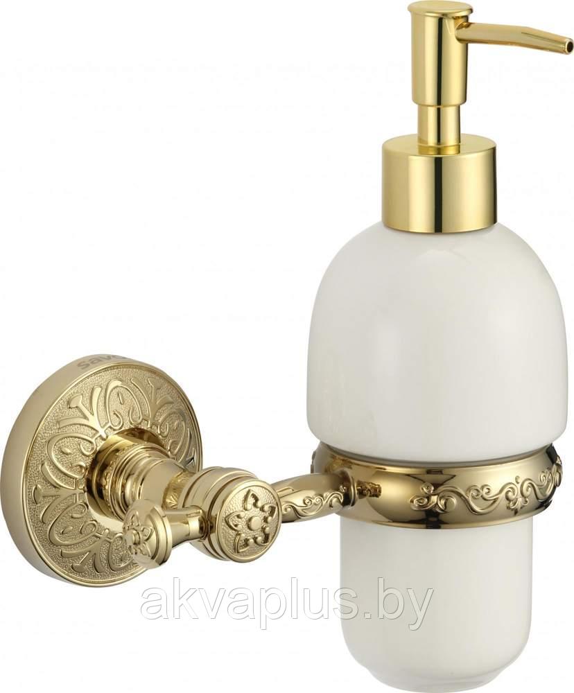 Дозатор для жидкого мыла с держателем золото Savol S-005831B - фото 1 - id-p96371090
