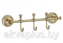 Планка с крючками (3 крючка) золото Savol S-005873B