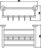 Полка для полотенец 40 см (4 крючка) Savol S-408745, фото 2
