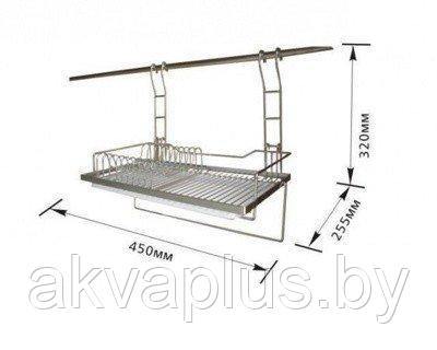 Сушилка для тарелок с пластиковым поддоном малая подвесная на релинг - фото 1 - id-p76883928