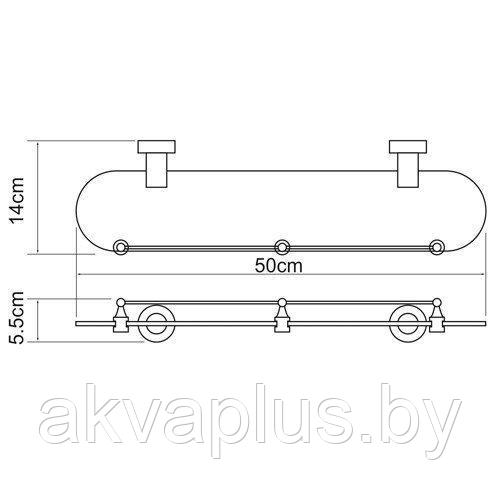 Полка стеклянная с бортиком WasserKraft DONAU К-9444 - фото 2 - id-p49455398