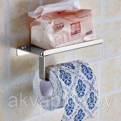 Держатель туалетной бумаги из алюминия с полочкой и стеклянным вкладышем GFmark 79910 - фото 3 - id-p114023497