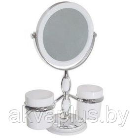 Зеркало косметическое настольное с двумя стаканами САНАКС 75275