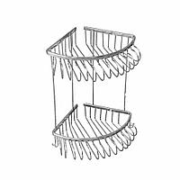 Полка в ванную угловая двойная решетка Hestia хром 2418-2С