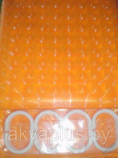 Штора для ванной винил 3D оранжевая 180*180 Savol - фото 1 - id-p141280685