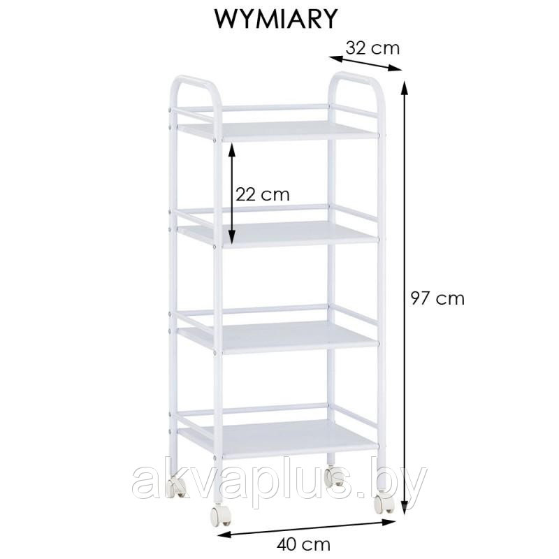 Этажерка 4-ярусная на колесах белая RK4P White - фото 3 - id-p49456144