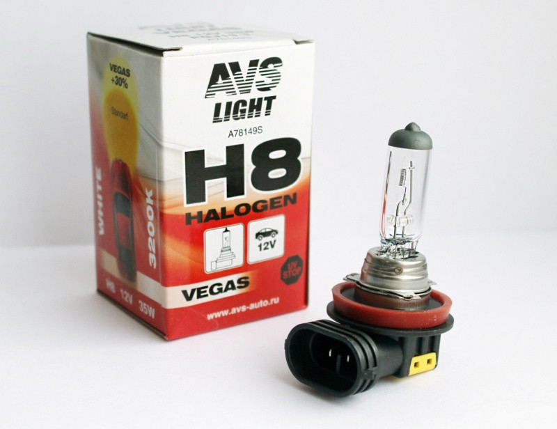 Автомобильная галогенная лампа AVS Vegas H8.12V.35W.1шт.