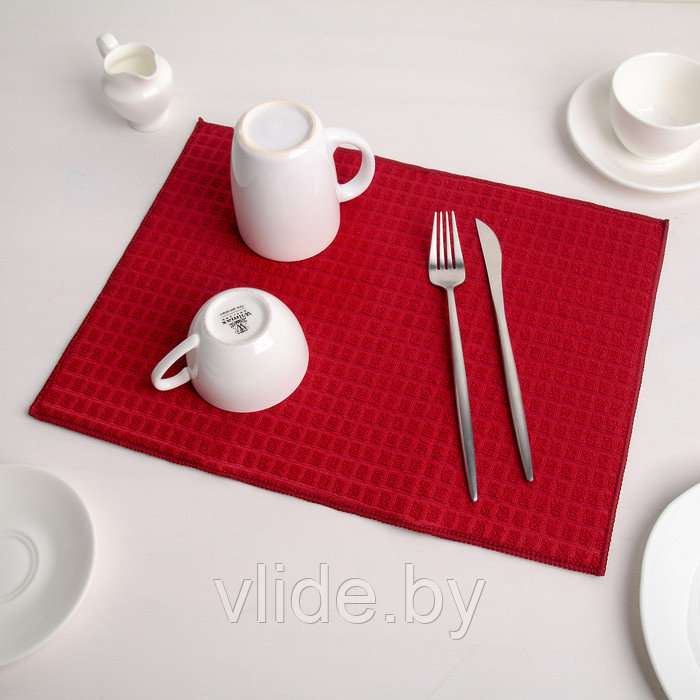 Коврик для сушки посуды 30×40 см, микрофибра, цвет красный - фото 2 - id-p141291829