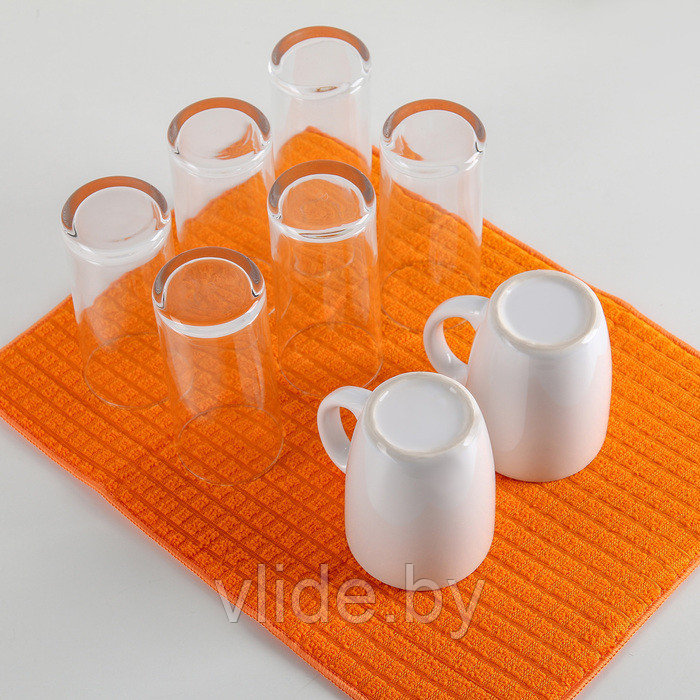 Коврик для сушки посуды 30×40 см, микрофибра, цвет оранжевый